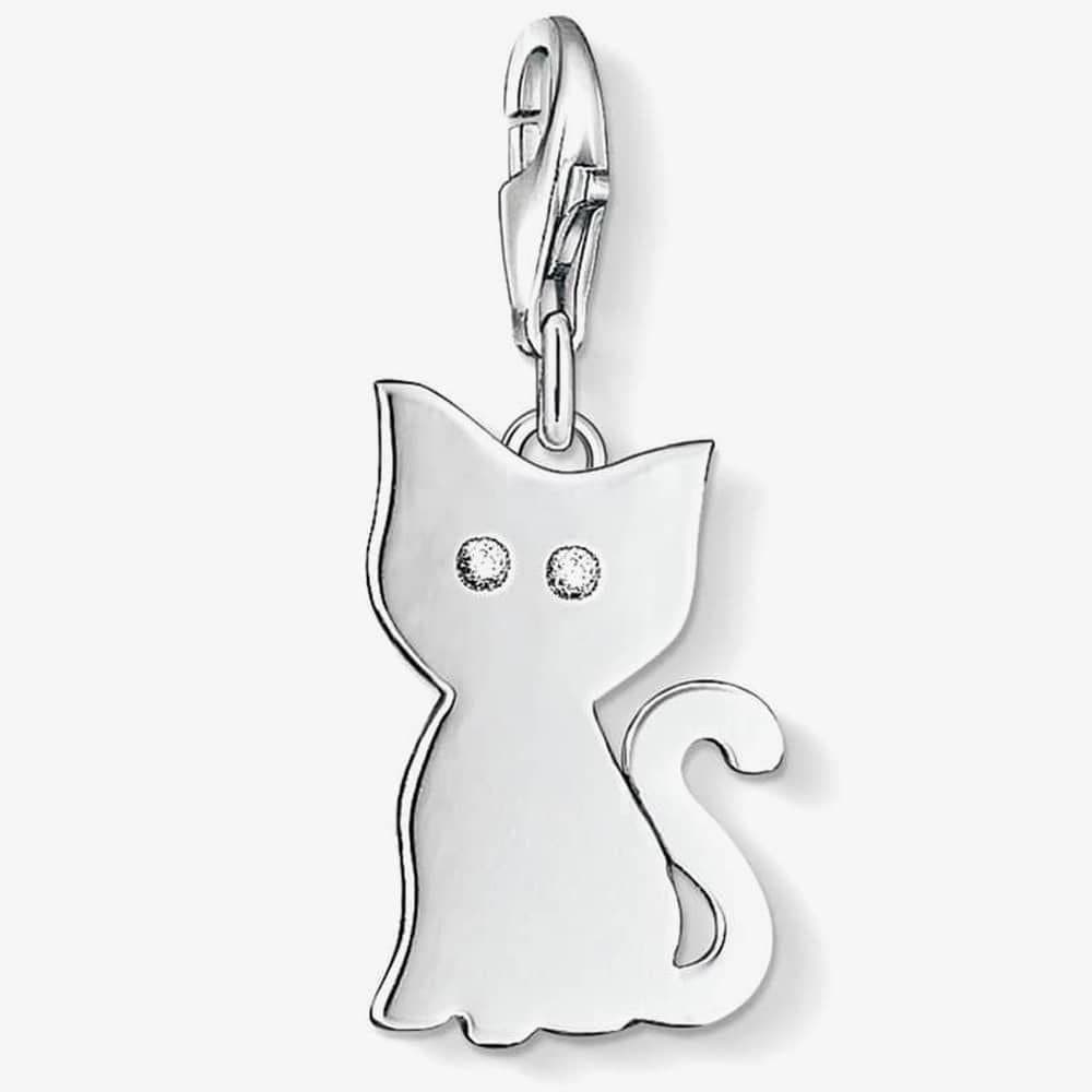 Thomas Sabo THOMAS SABO Women's Sterling Silver White Cubic Zirconia Plain Cat Charm 1014-051-14