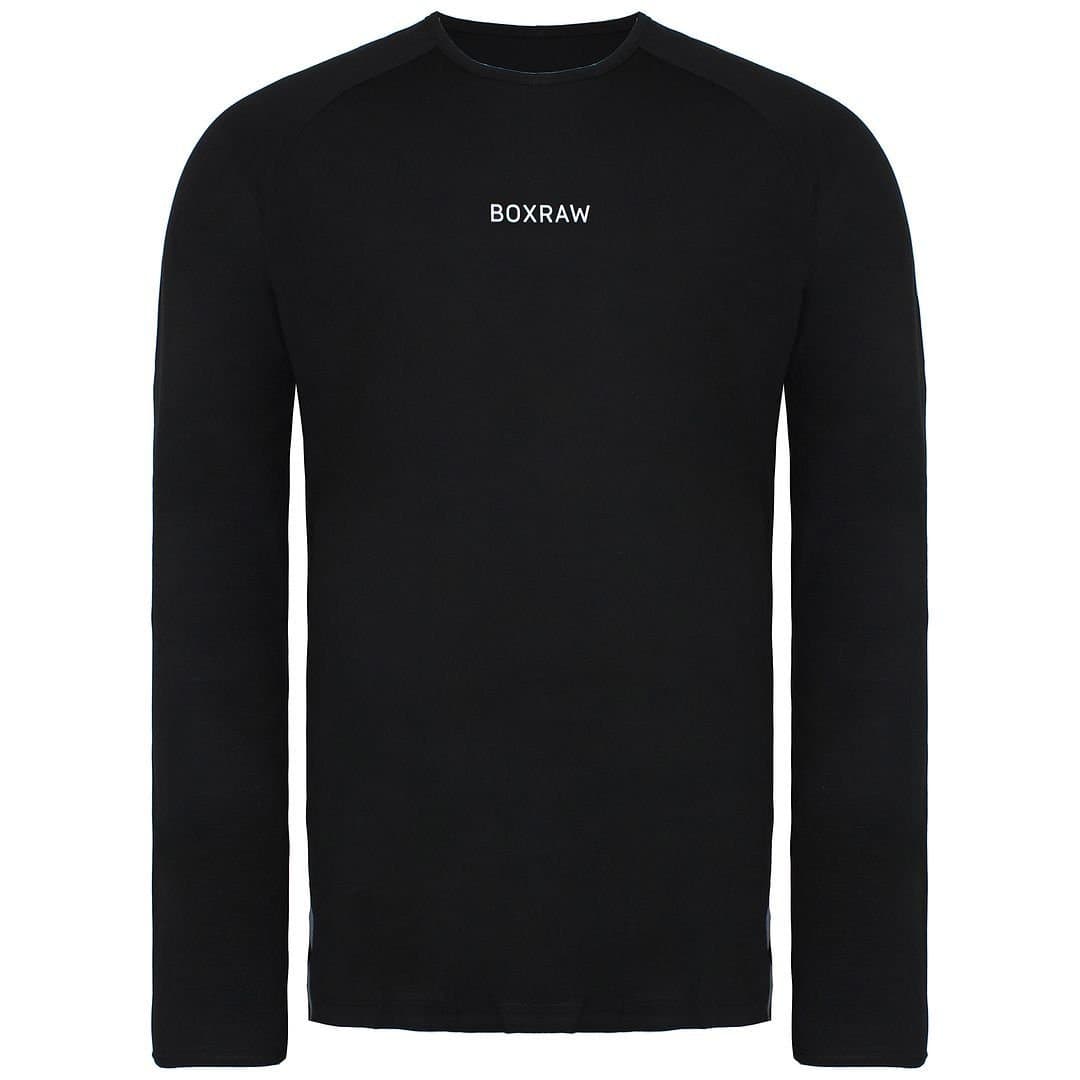 BoxRaw BoxRaw Black Tailored Fit Long Sleeve Crew Neck Shirt
