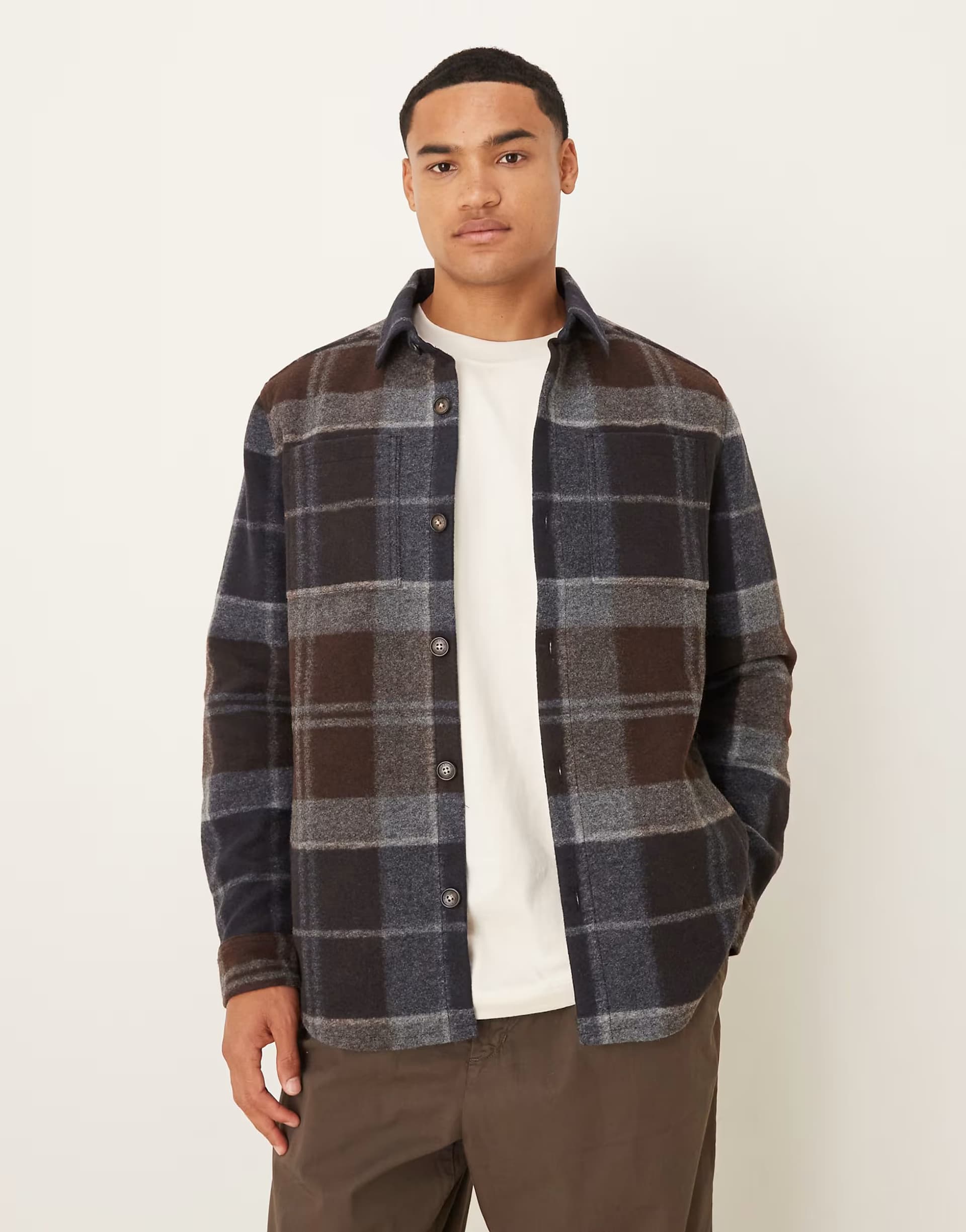 ASOS Barbour Chapter tailored check overshirt in midnight oak tartan - BROWN