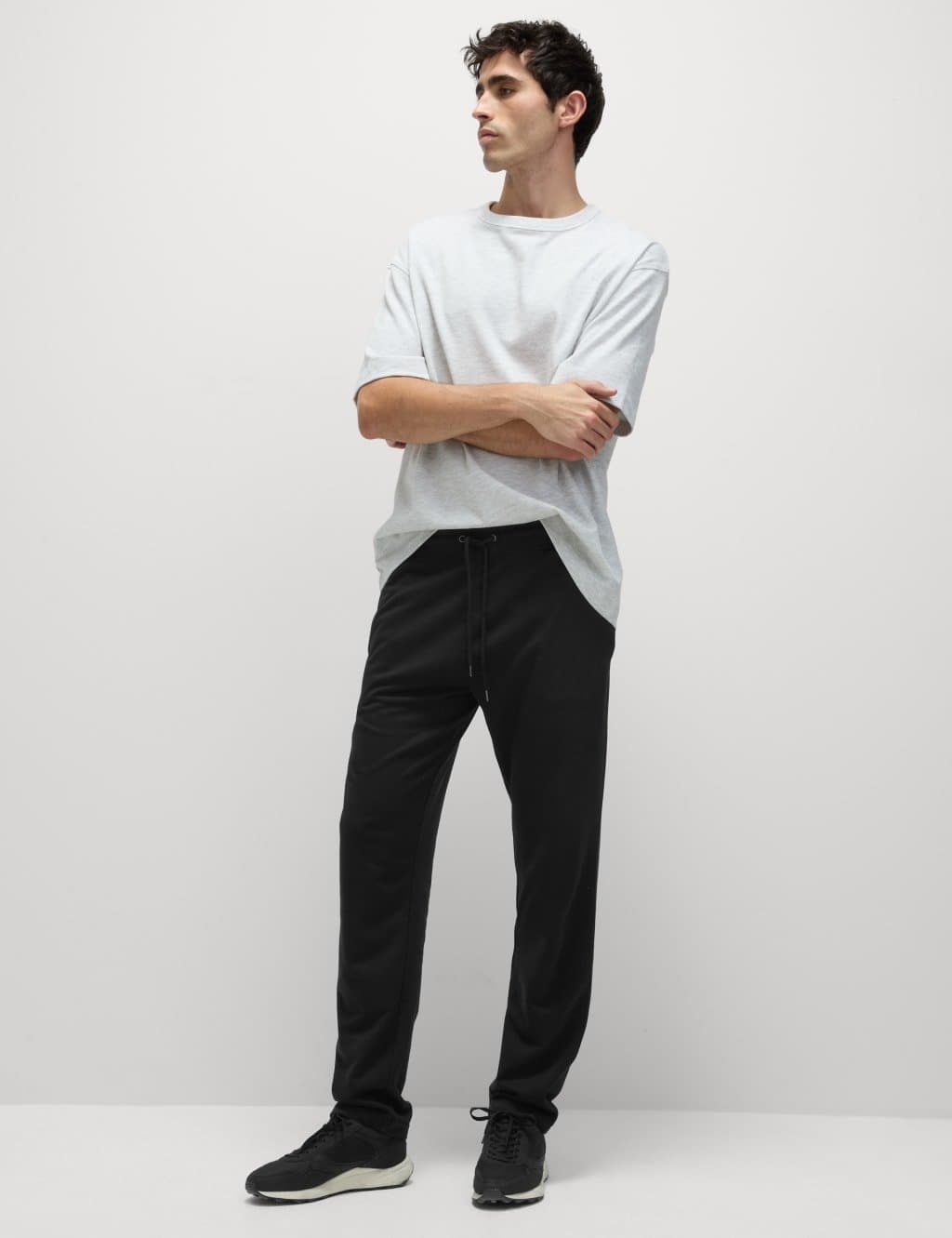 Marks & Spencer M&S Black Cotton Rich Joggers for Men