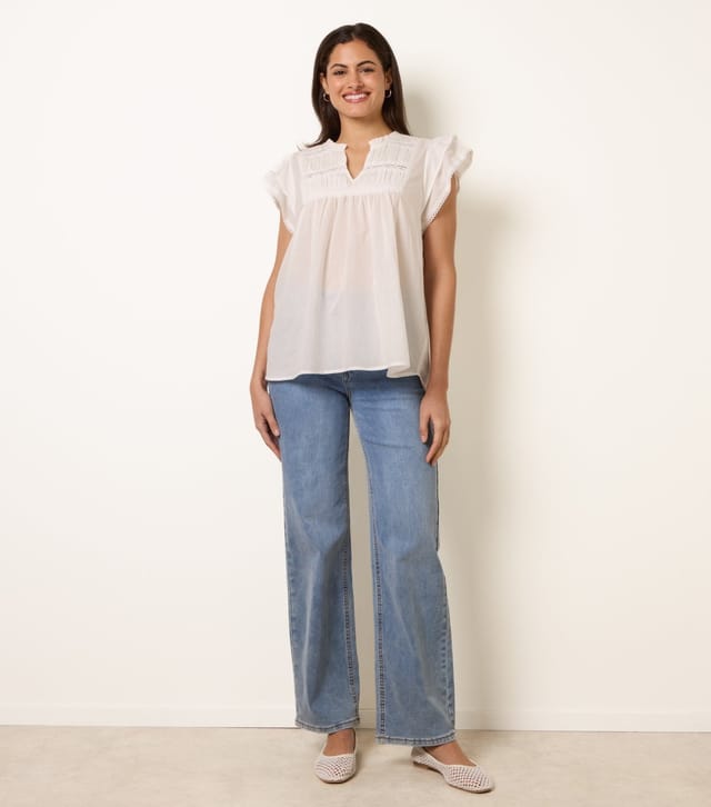 Blue Vanilla Women's Off White Cotton Ruched Top Blue Vanilla New Look - 2