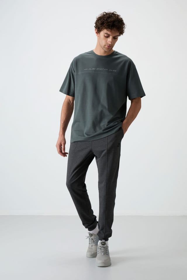 Tommy Life Tommy Life Men's Fleece Jogger Sweatpants in Charcoal - 2