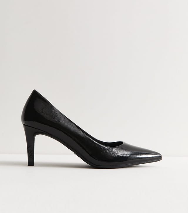 New Look Women's Black Patent Faux Leather Pointed Toe Court Shoes Vegan New Look - 2