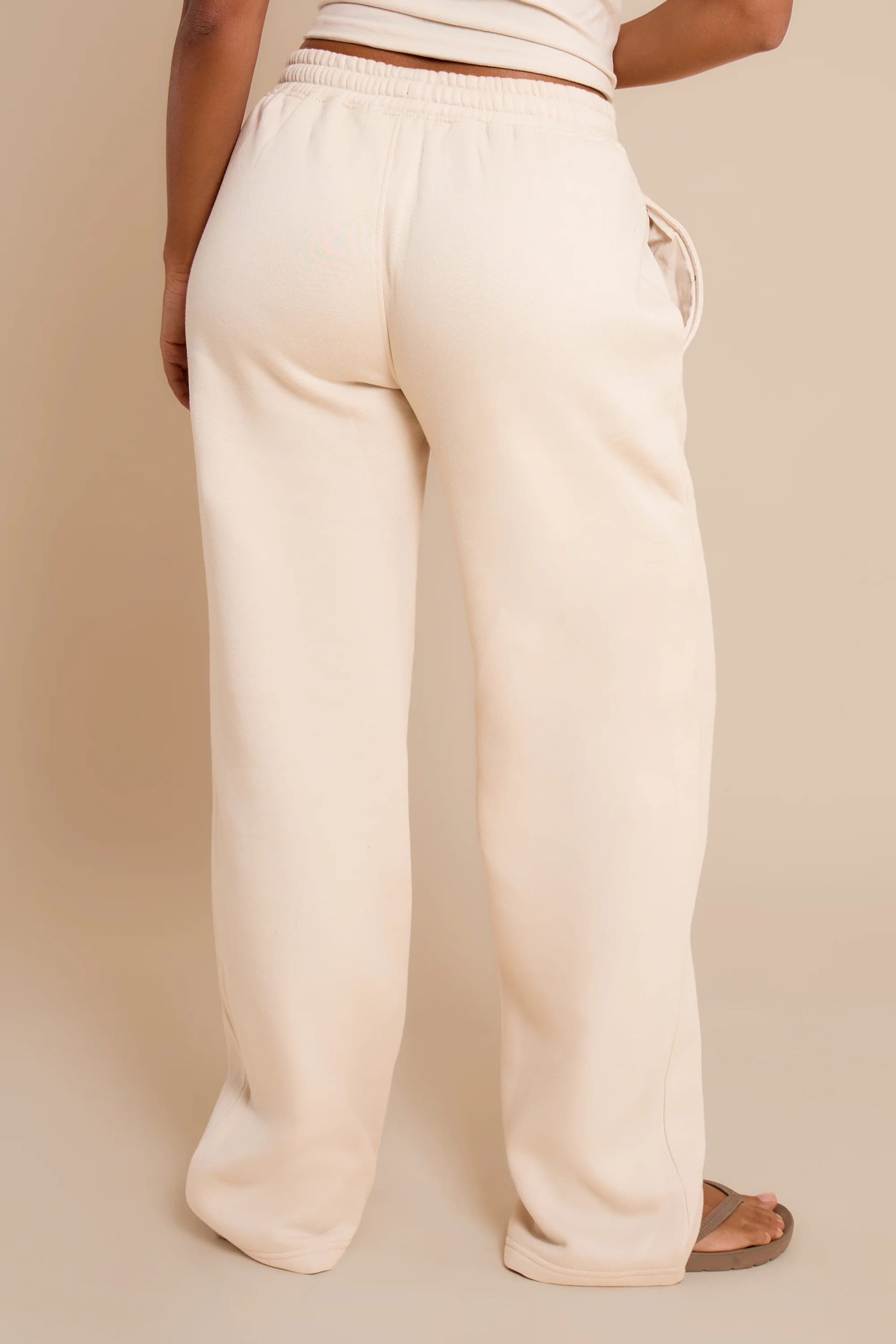 Kaiia Kaiia Slogan Wide Leg Joggers Chalk - 4