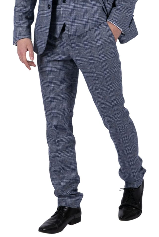 Paul Andrew Paul Andrew Men's Victor Tweed Check Gatsby Trousers in Blue - 2