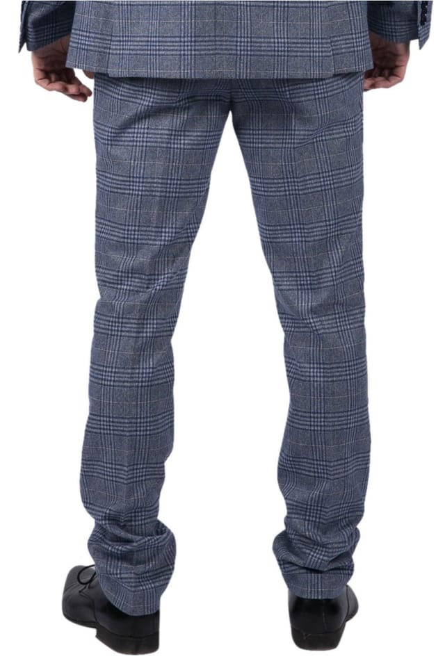 Paul Andrew Paul Andrew Men's Victor Tweed Check Gatsby Trousers in Blue - 3