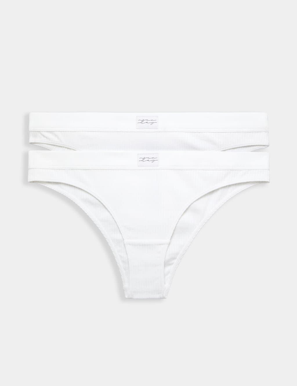 Marks & Spencer M&S 2 Pack Asta Rib Brazilian Knickers White