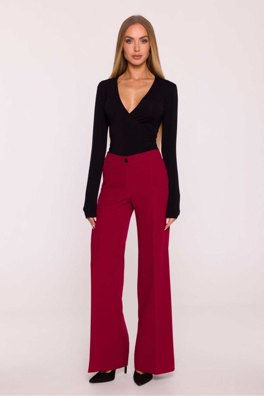 Love Lace Red Wide Leg Suit Trousers