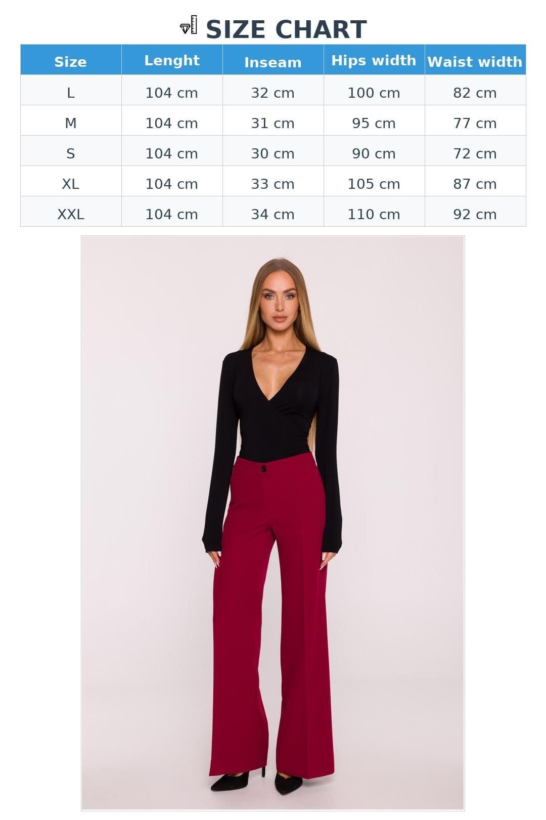 Love Lace Love Lace Women's Classic Matte Suit Fabric Wide Leg Trousers in Red - 4