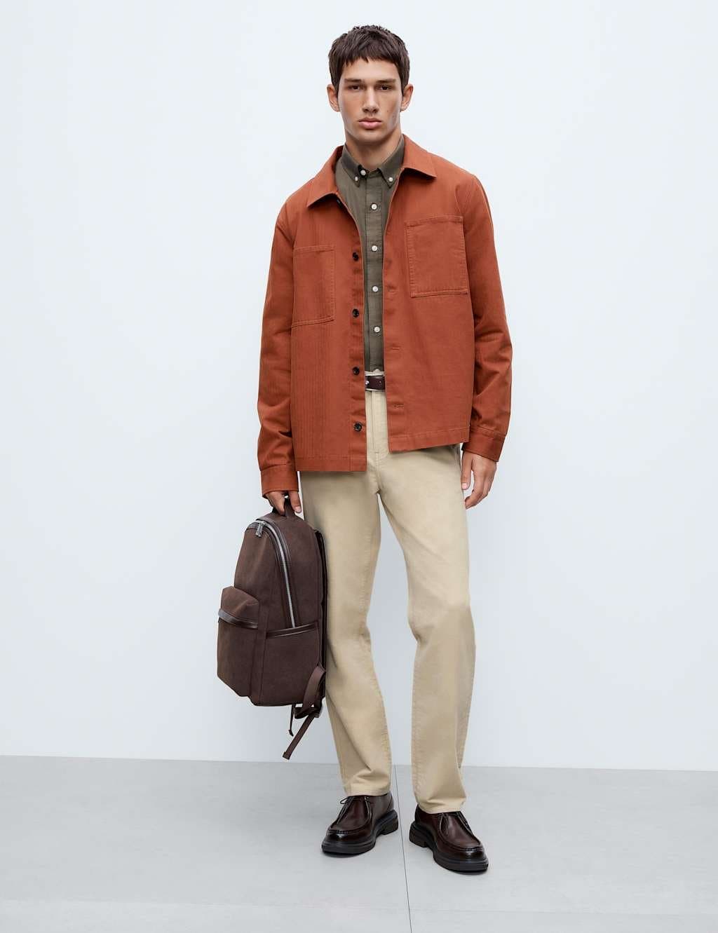 Marks & Spencer M&S Light Buff Moleskin Straight Fit Trousers