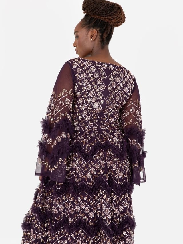 Maya Deluxe Maya Deluxe Women's Fully Embellished Maxi Dress in Purple - 3