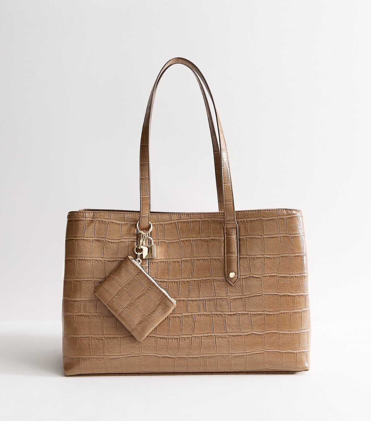 New Look New Look Camel Faux Leather Crocodile Embossed Tote Bag