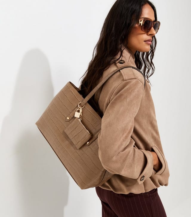 New Look Came Faux Leather Crocodile Embossed Triple Compartment Shopper Tote Bag New Look - 2