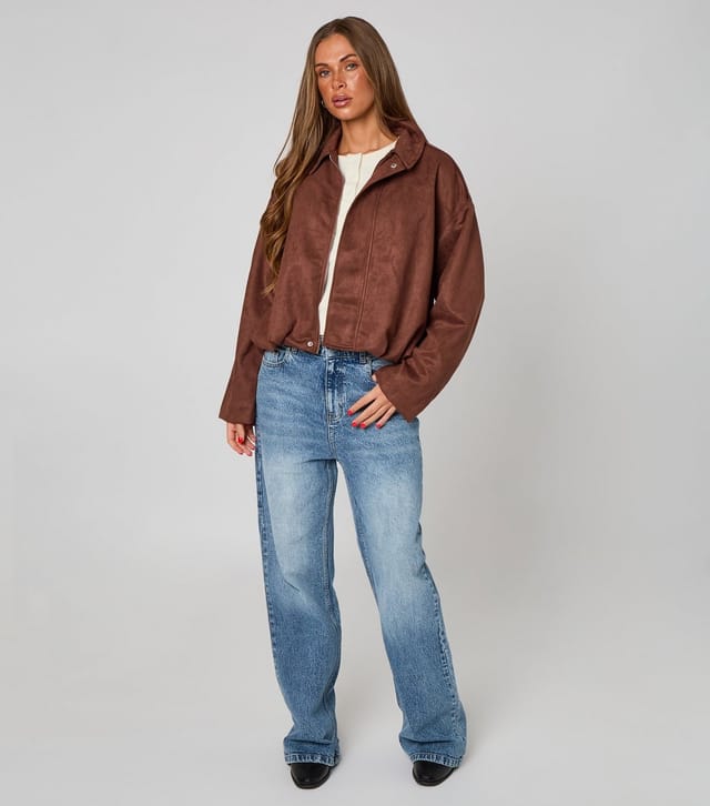 Urban Bliss Women's Brown Faux Suede Bubble Hem Collar Jacket Urban Bliss New Look - 2