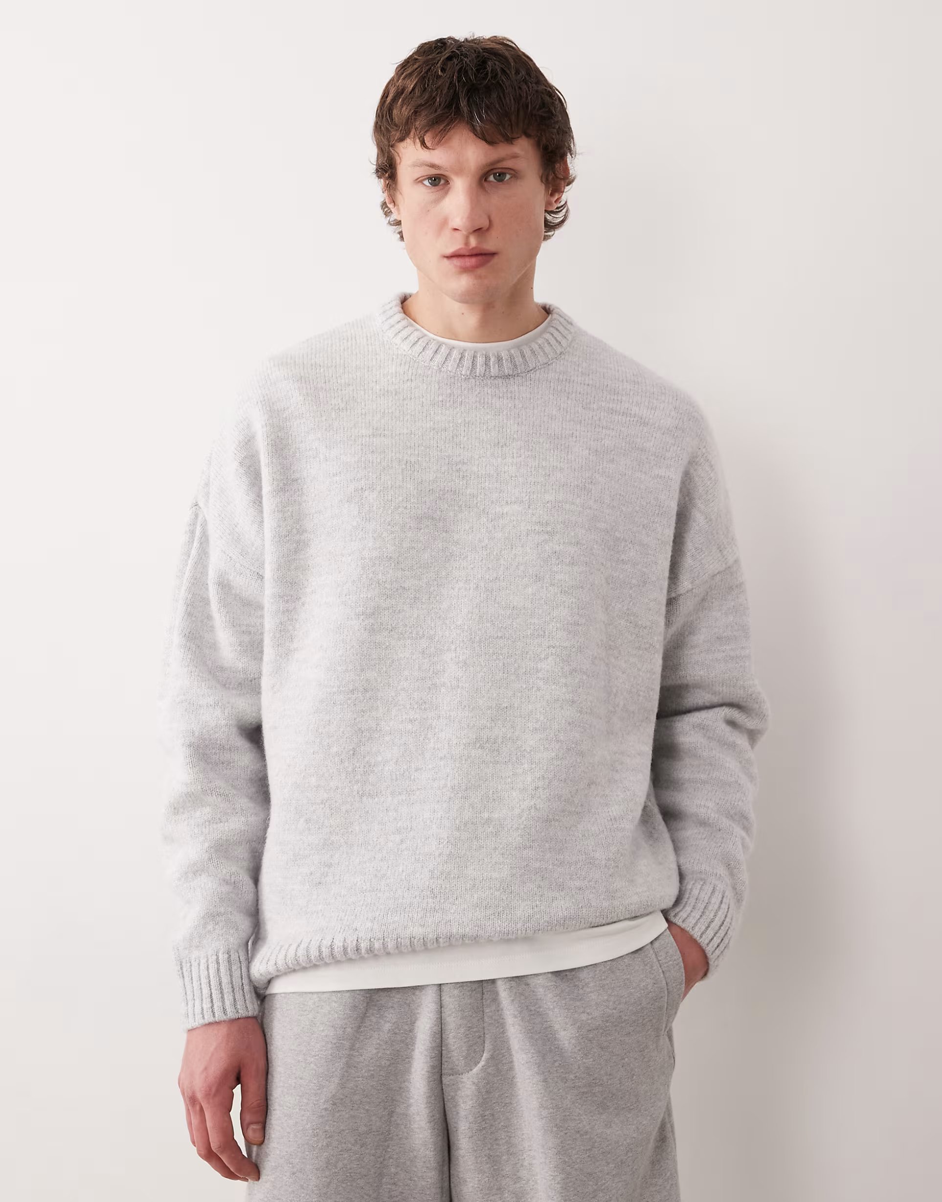 ASOS ASOS DESIGN super oversized boxy fit knitted jumper in grey - 1
