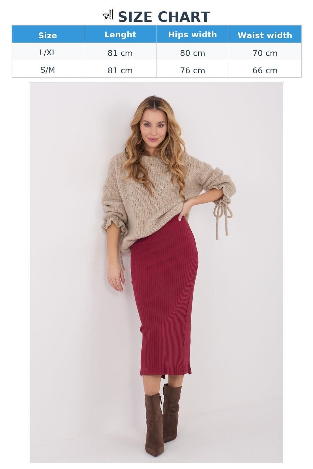 Love Lace Love Lace Women's Knitted midi skirt with slit ribbed cotton in Red - 4