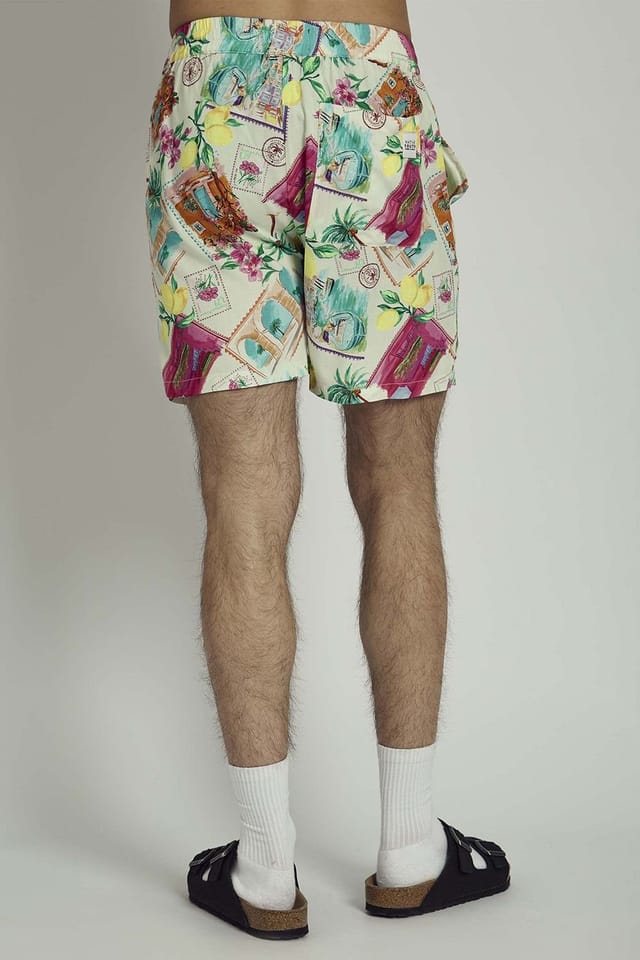 Native Youth Native Youth Men's Tropical Print Elasticated Shorts in Off-White - 2
