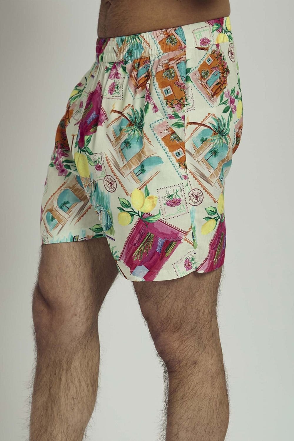Native Youth Native Youth Men's Tropical Print Elasticated Shorts in Off-White - 4