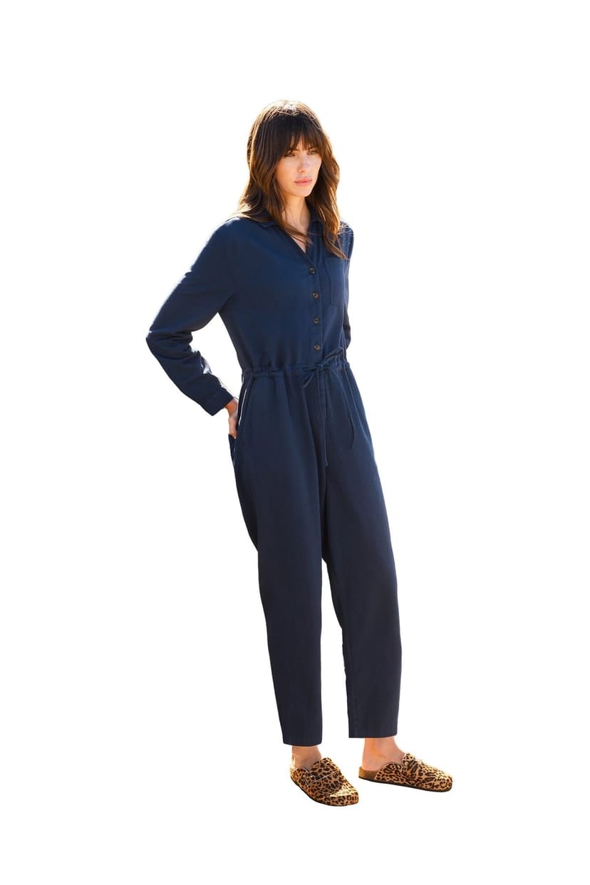 Celtic & Co Celtic & Co Women's Twill Long Sleeve Jumpsuit in Mid Navy - 1