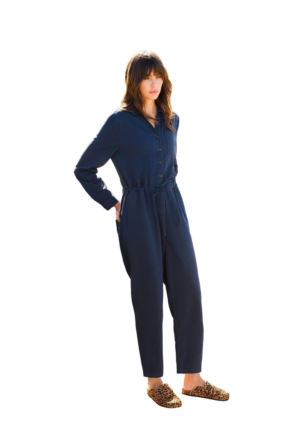 Celtic & Co Celtic & Co Women's Twill Long Sleeve Jumpsuit in Mid Navy - 1