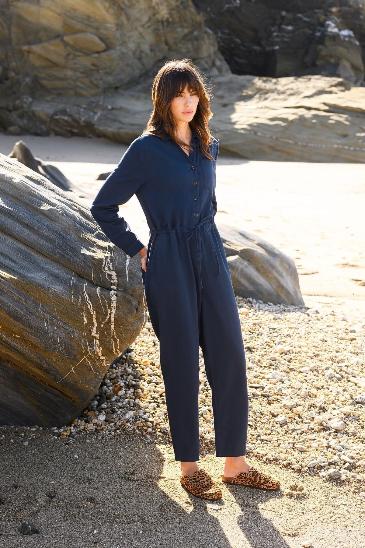 Celtic & Co Celtic & Co Women's Twill Long Sleeve Jumpsuit in Mid Navy - 4
