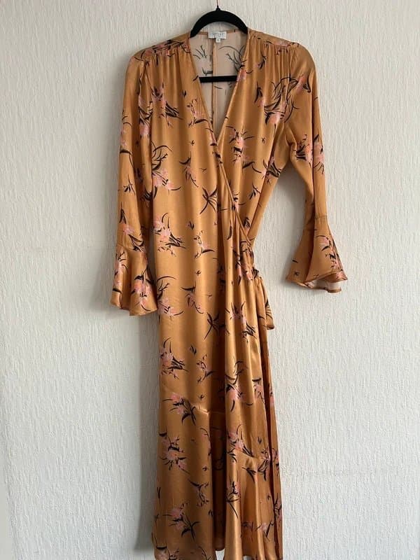 Ghost GHOST yellow gold wrap long dress size S 8/10