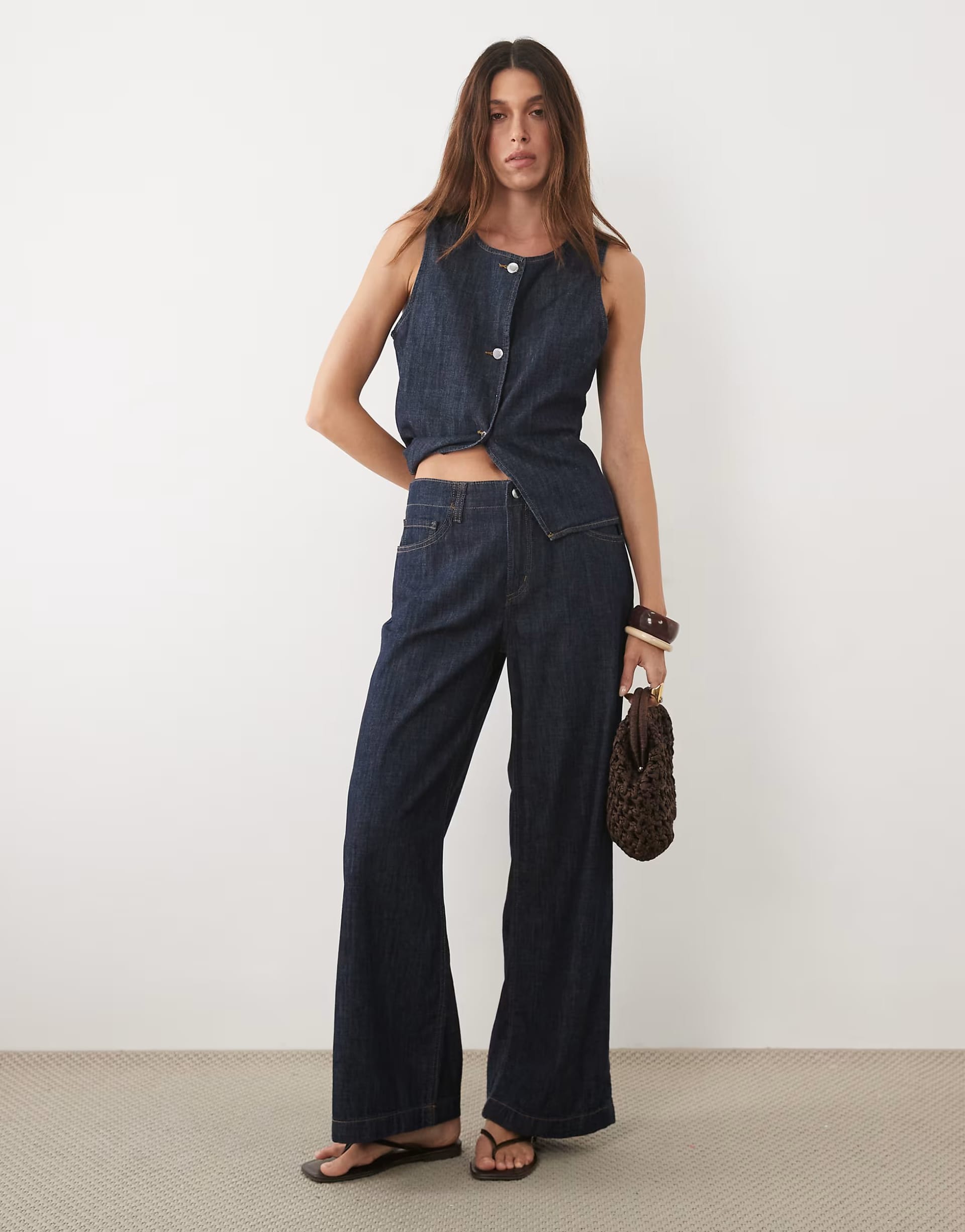 Mango Lia relaxed jean co-ord in indigo