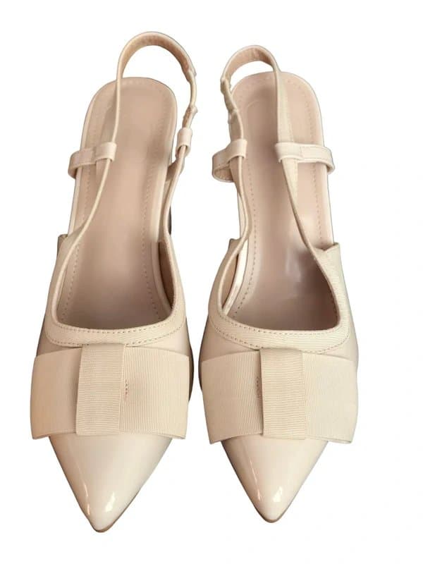 Cuccoo Nude Patent Slingback Heels with Bow Detail UK 7.5 / EU 41