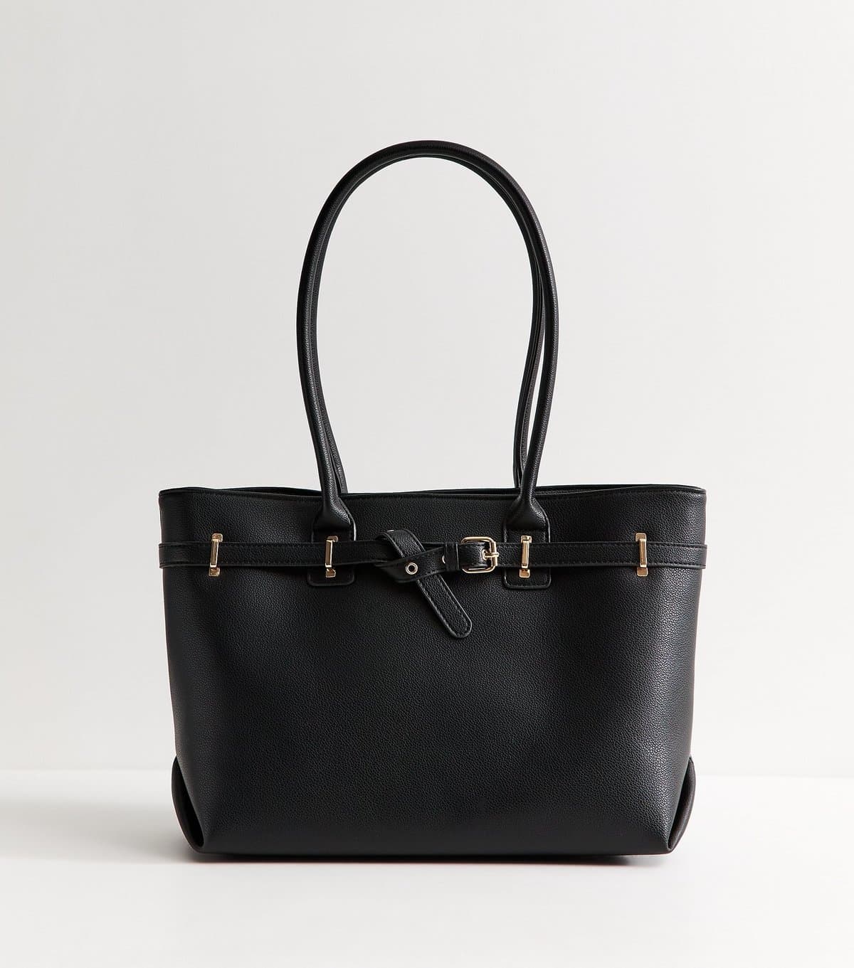 New Look New Look Black Faux Leather Belted Tote Bag
