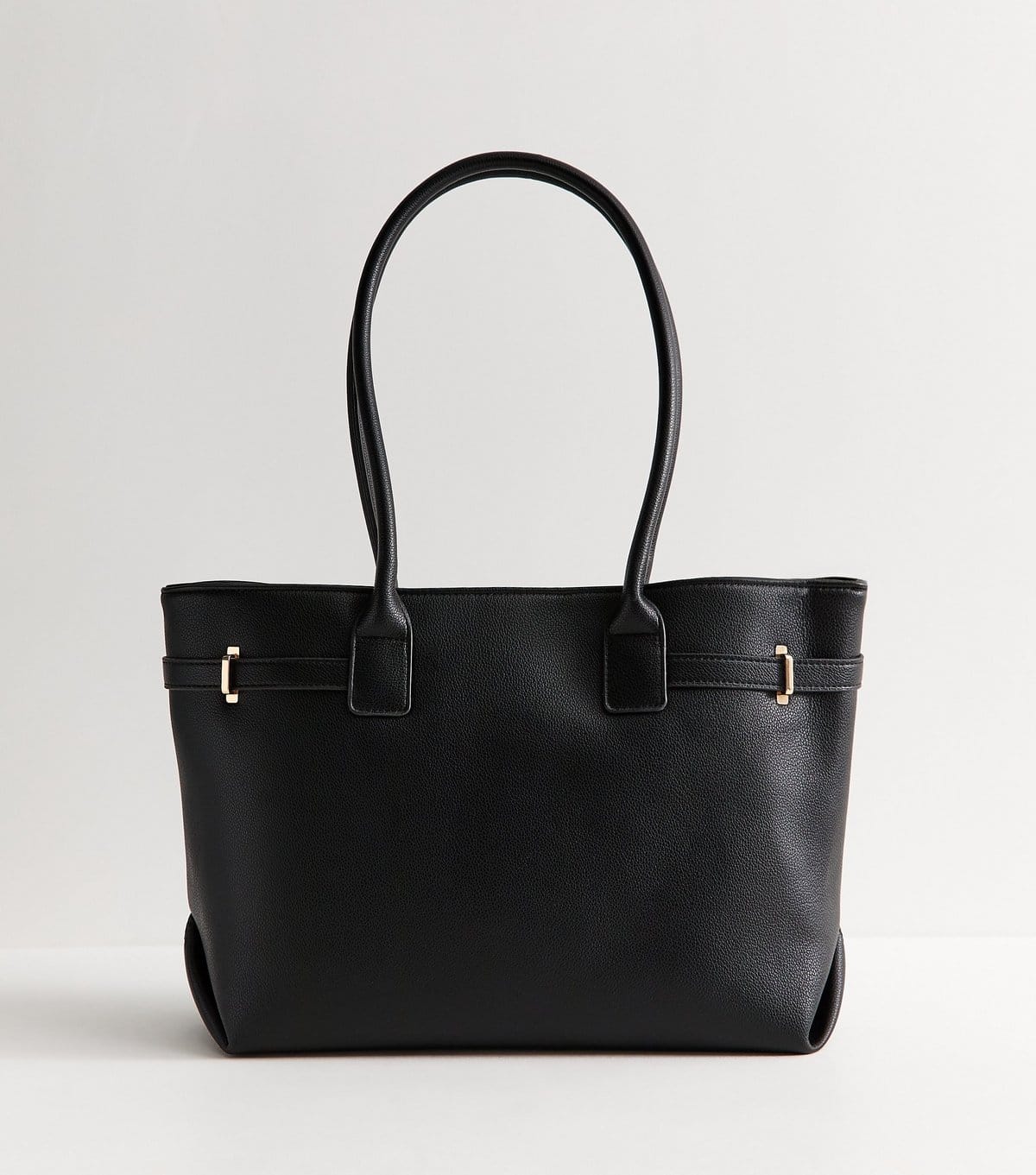 New Look Black Faux Leather Belted Tote Bag New Look - 4