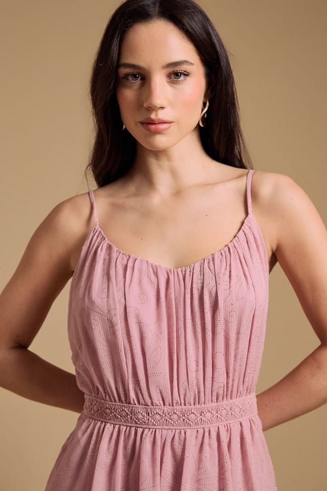 Oasis Oasis Women's Strappy Tiered Frill Midaxi Dress in Dusty Rose - 2