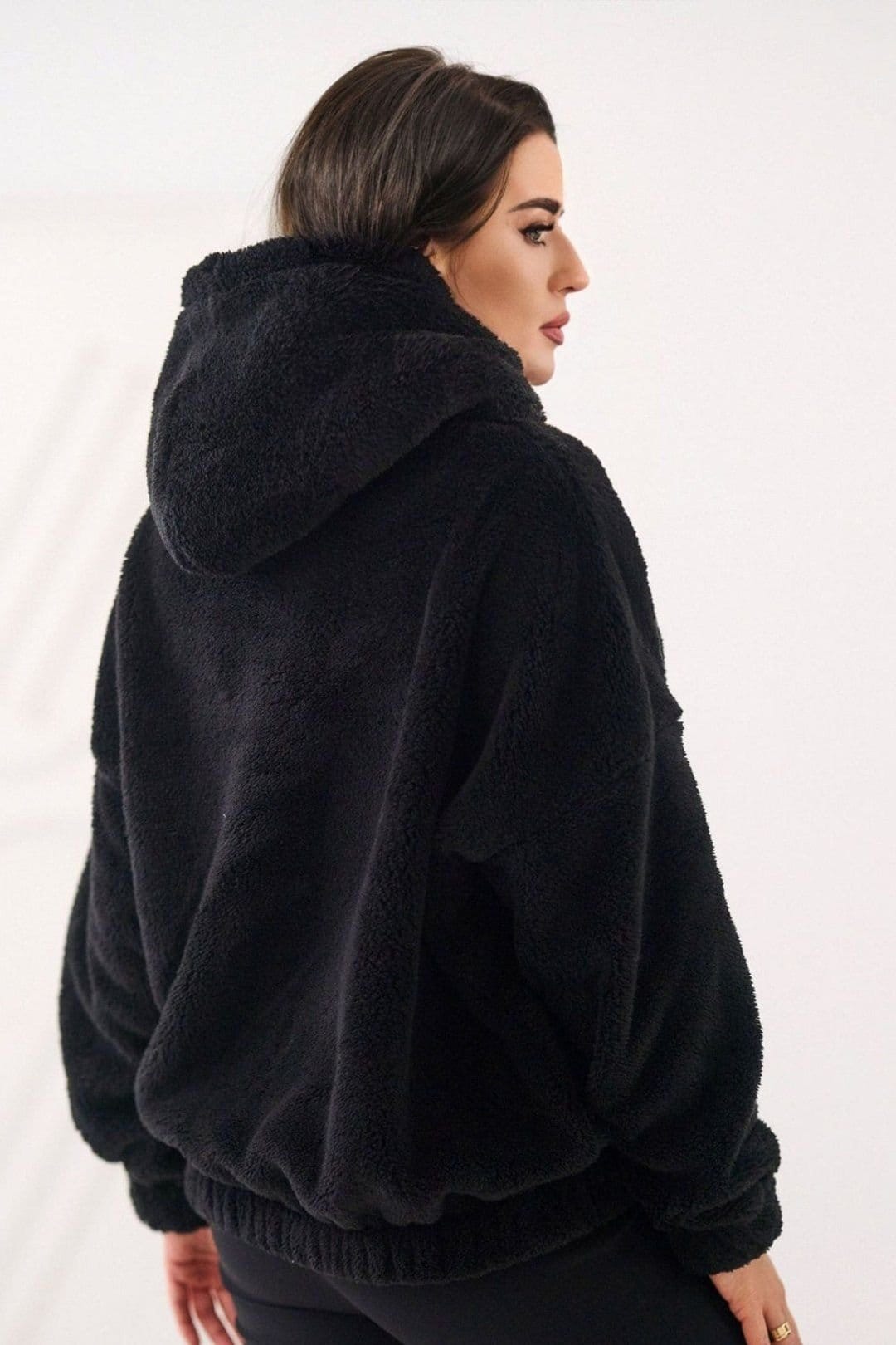 Love Lace Love Lace Women's Casual Teddy Bear Motif Hooded Sweatshirt in Black - 4