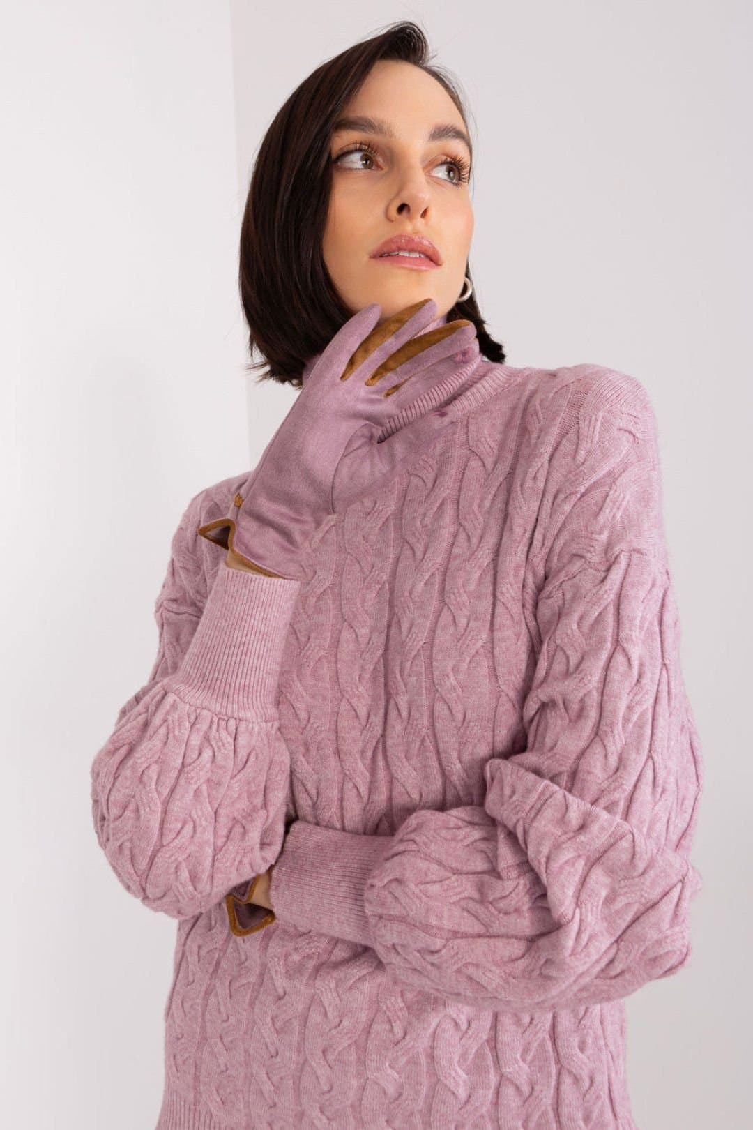 Love Lace Love Lace Women's Touchscreen Gloves With Embroidered Flower & Braided Straps in Violet