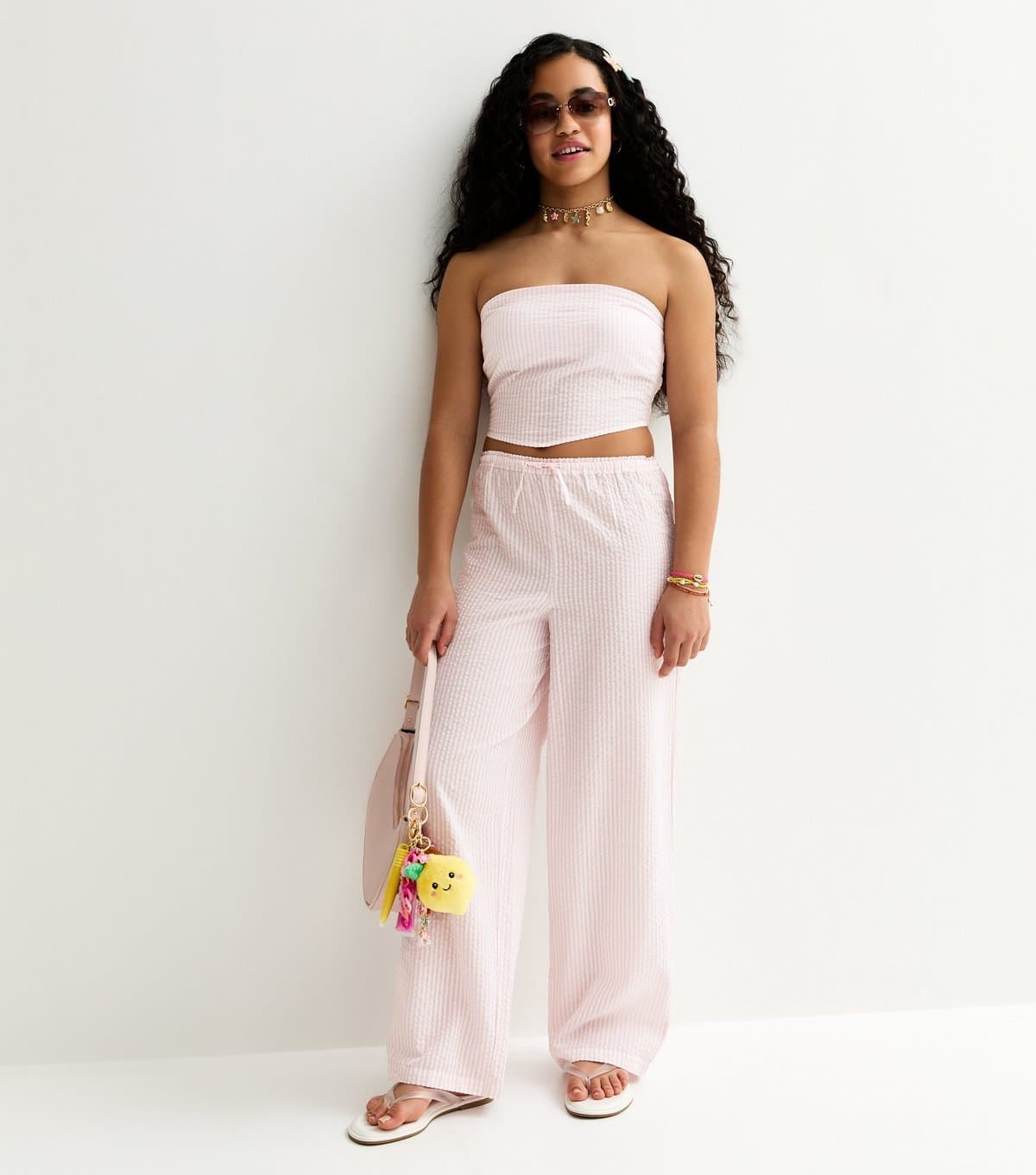 New Look New Look Pink Stripe Seersucker Trousers