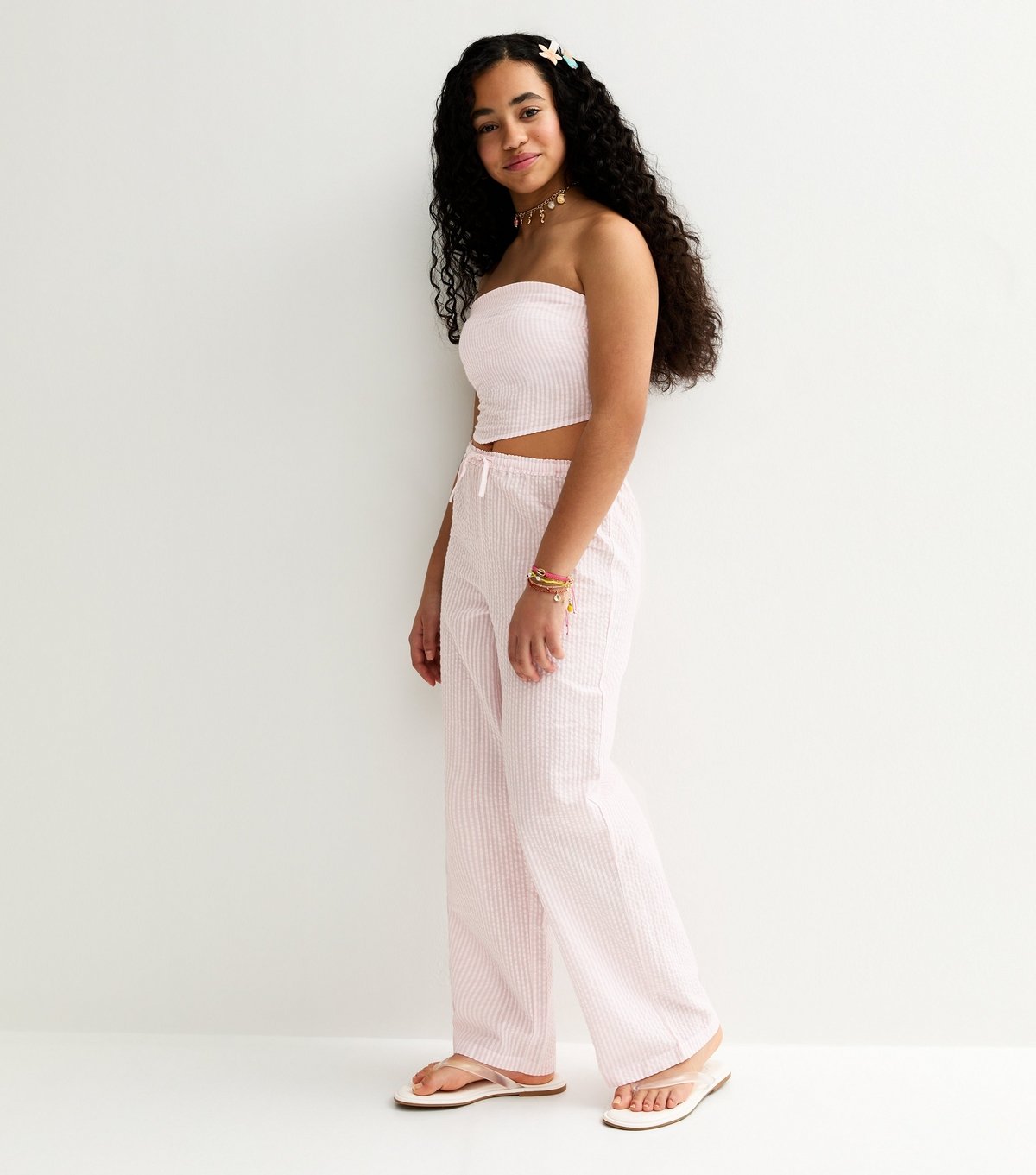 New Look Girls' Pink Stripe Seersucker Trousers New Look - 3