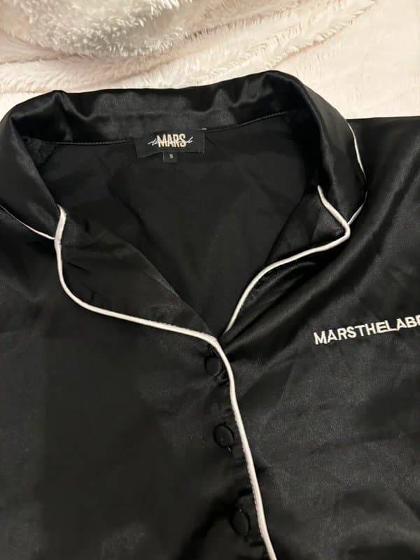 Mars The Label Mars the label black silky pyjamas pjs set with bag nightwear