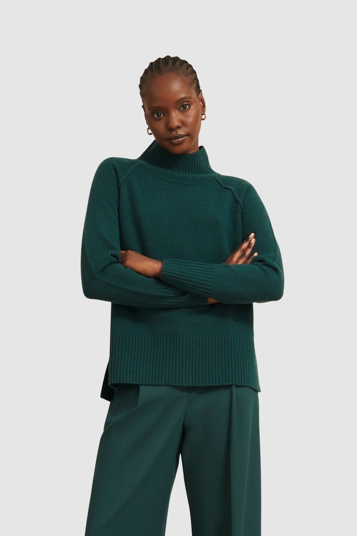 Hobbs London Hobbs London Bottle Green Funnel Neck Jumper