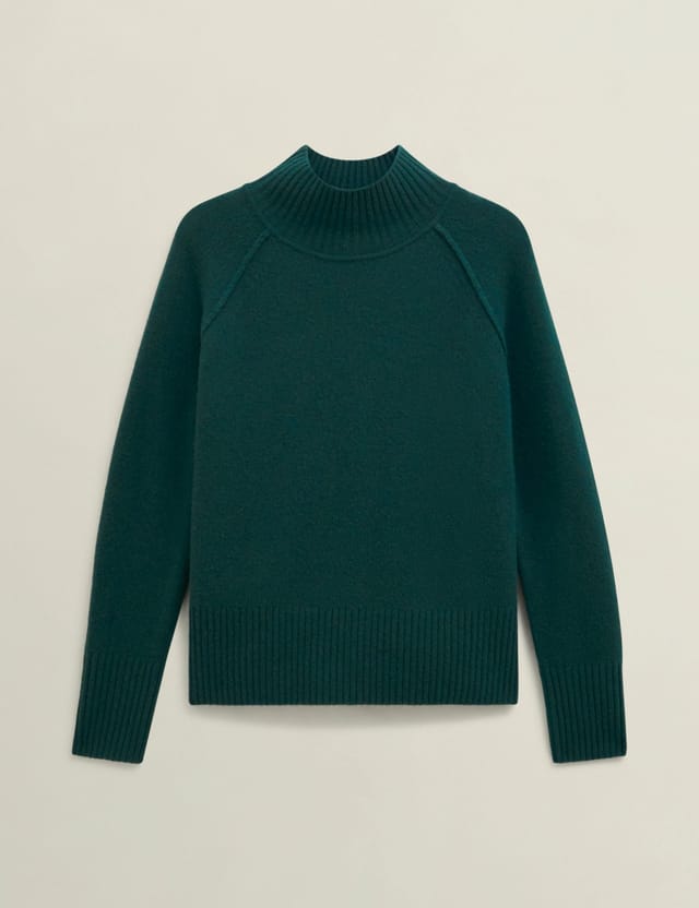 Hobbs London Hobbs London Women's Lorraine Merino Funnel Neck Jumper in Bottle Green - 2