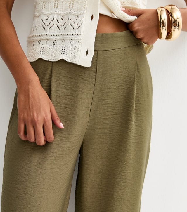 New Look Women's Dark Khaki Pull On Wide Leg Trousers New Look - 2