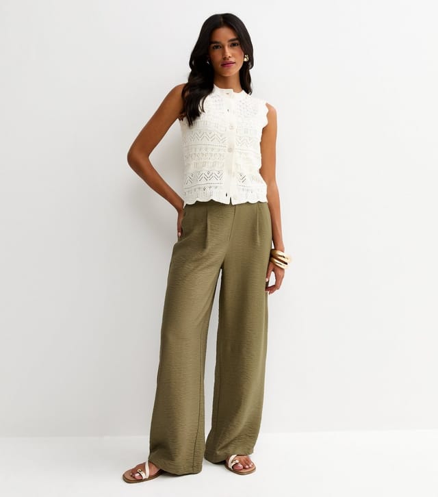 New Look Women's Dark Khaki Pull On Wide Leg Trousers New Look - 3