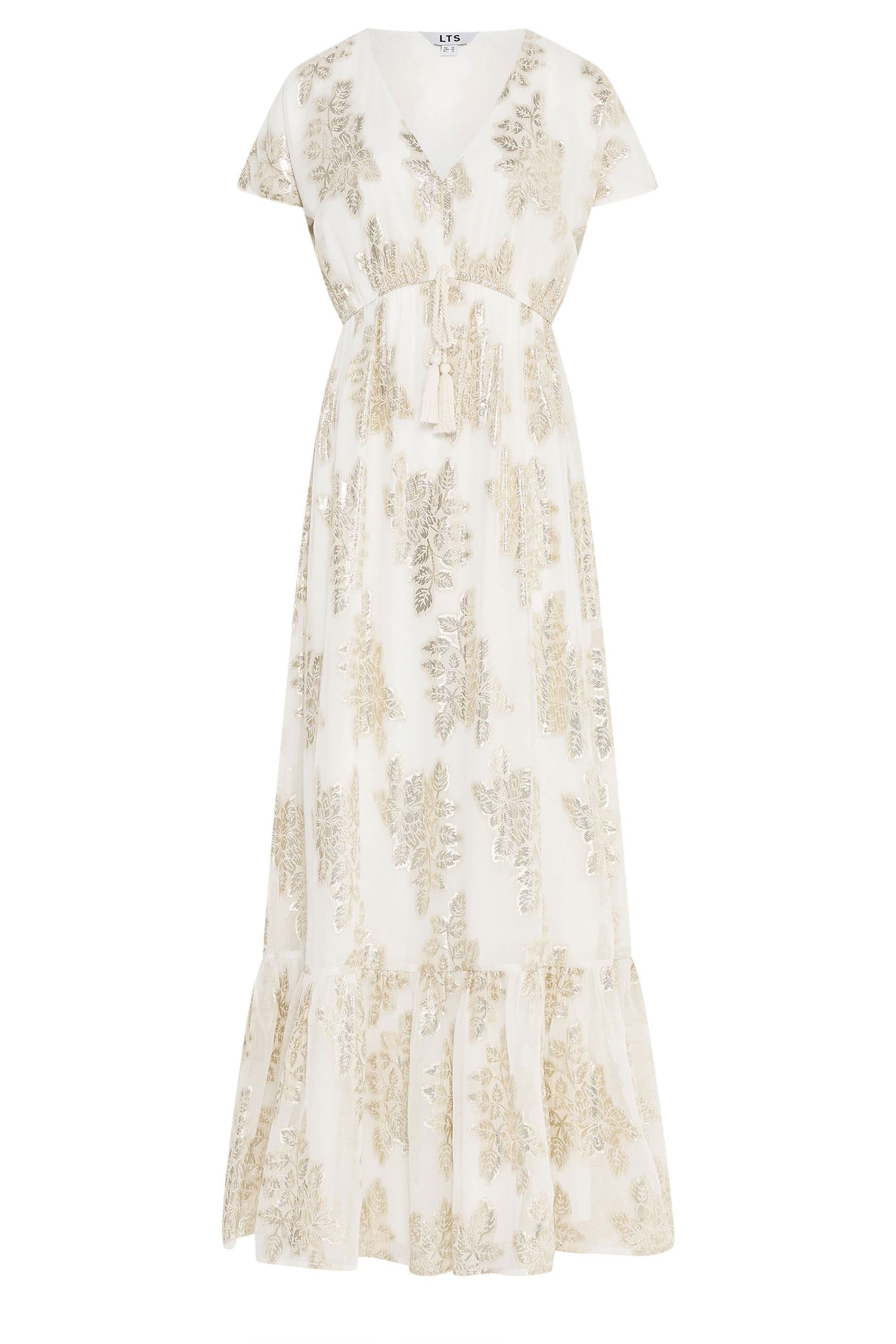 Long Tall Sally Long Tall Sally Women's Tall Metallic Sheer Maxi Dress in Ivory - 2