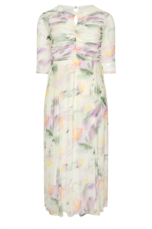 Yours Yours Women's Abstract Keyhole Detail Maxi Dress in Ivory - 2