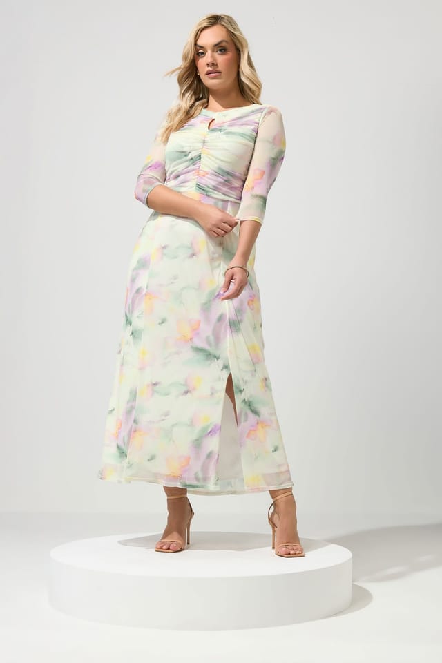 Yours Yours Women's Abstract Keyhole Detail Maxi Dress in Ivory - 3