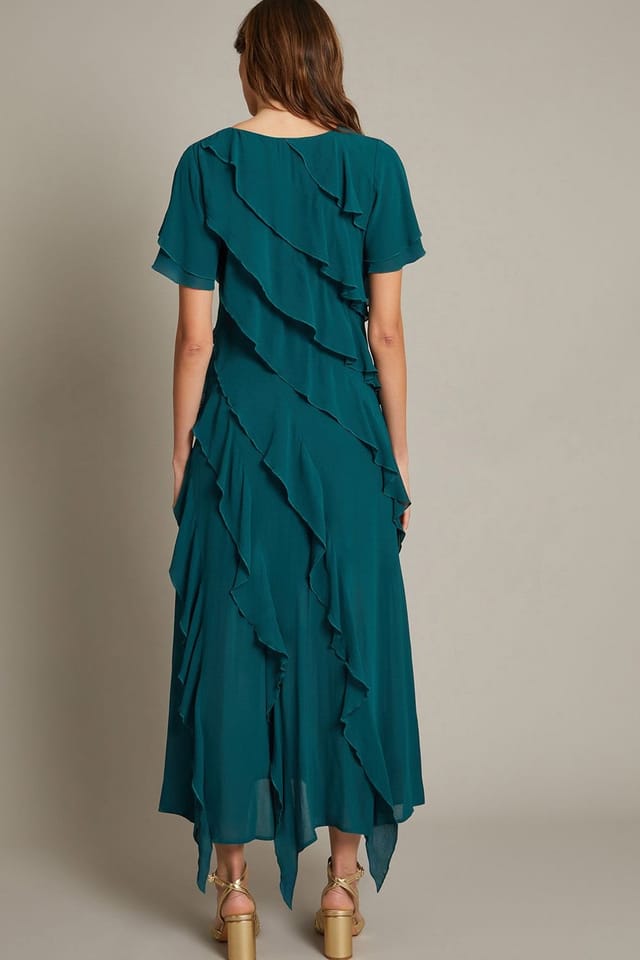 Monsoon Monsoon Women's Renata Ruffle Maxi Dress Blue in Teal - 3