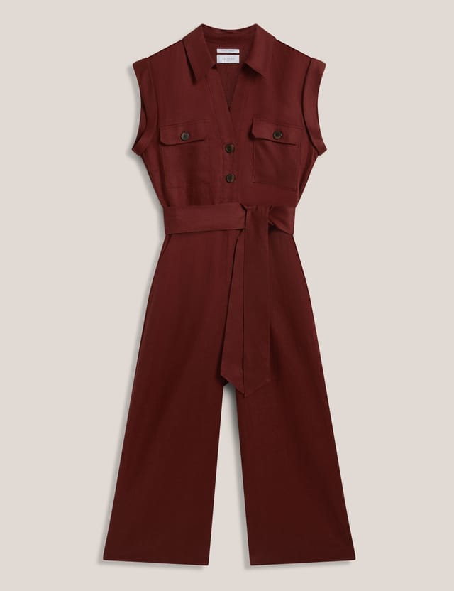 Hobbs London Hobbs London Women's Spencer Linen Jumpsuit in Chocolate - 2