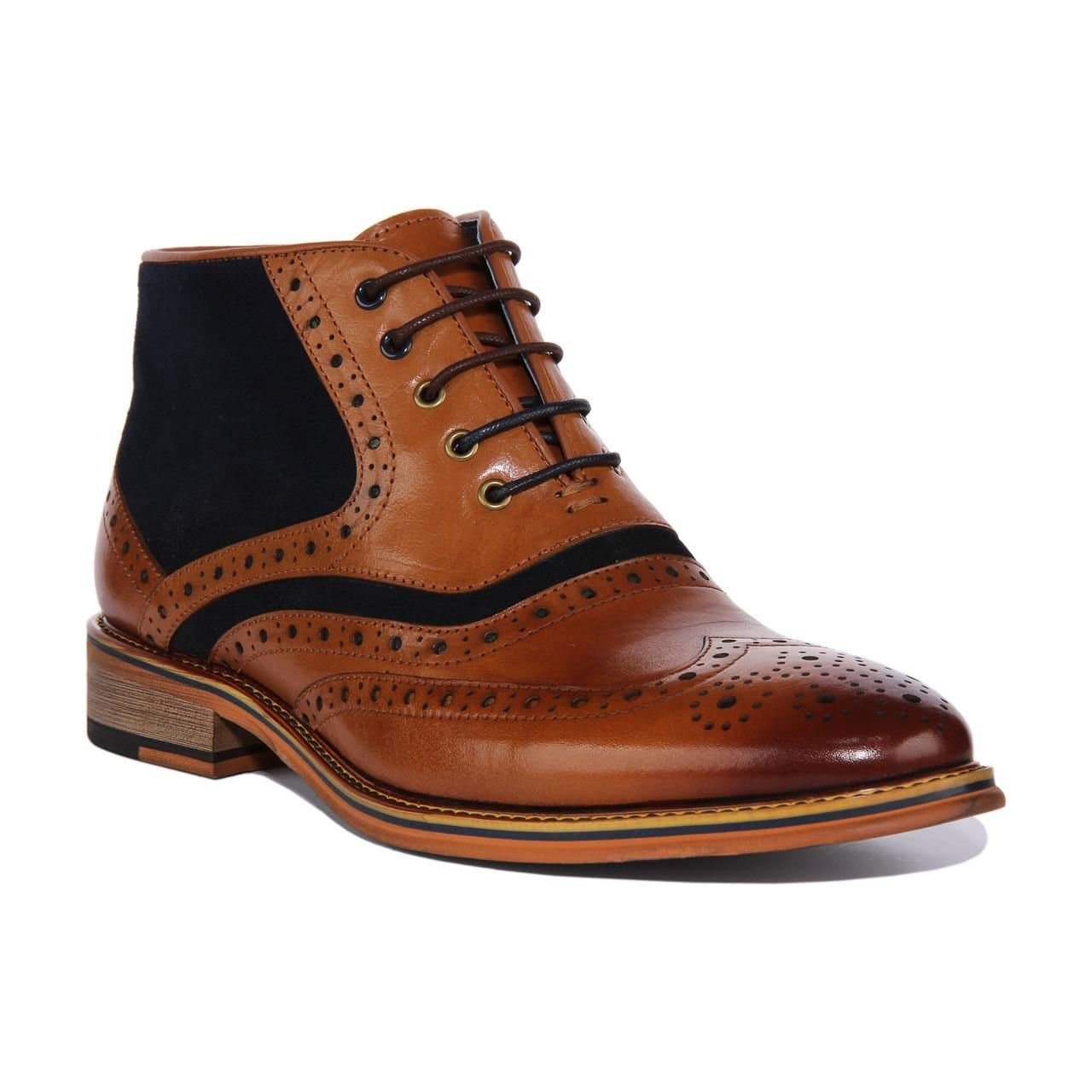 JUSTINREESS ENGLAND JUSTINREESS ENGLAND Men's 'Hawkin' Leather Ankle Boots in Brown