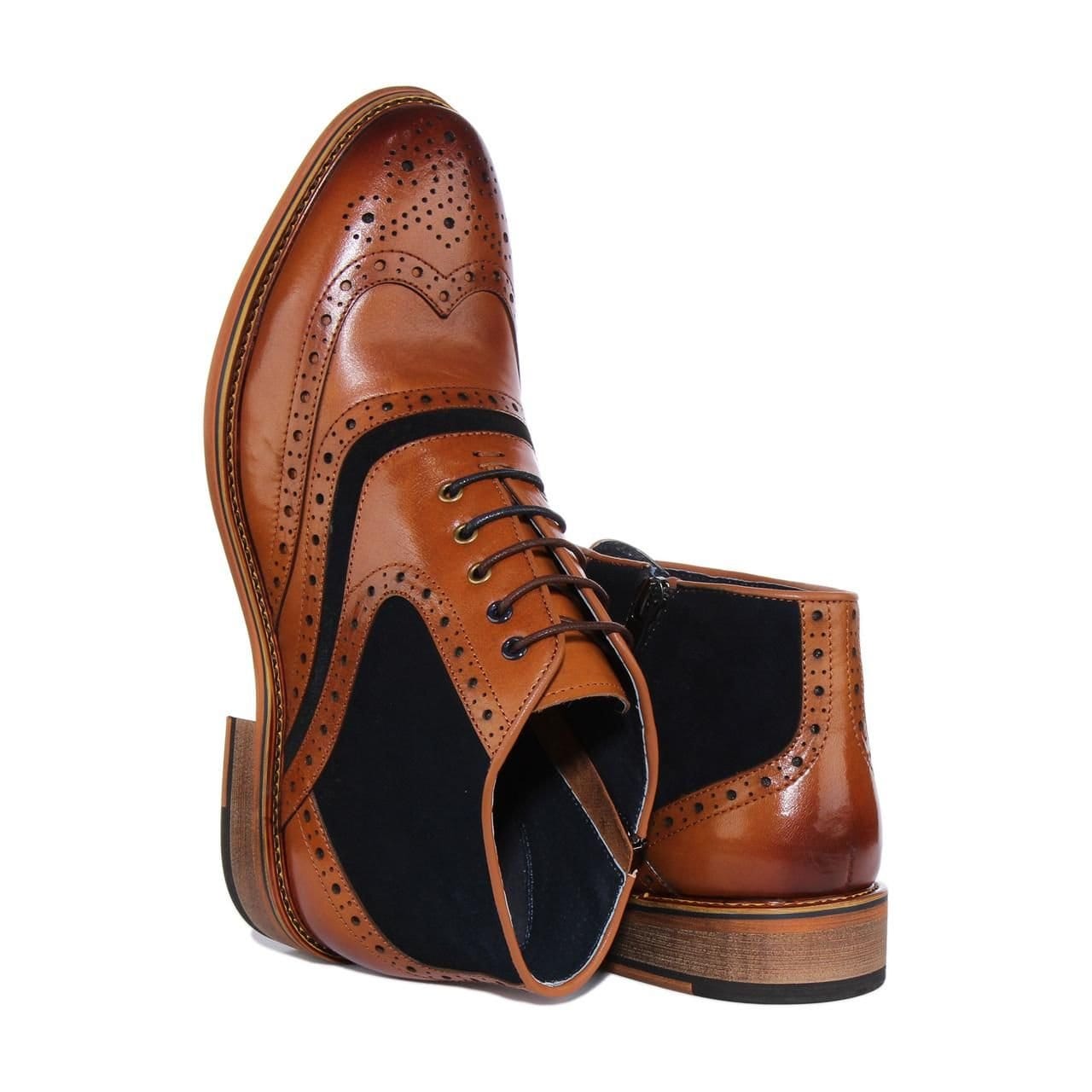 JUSTINREESS ENGLAND JUSTINREESS ENGLAND Men's 'Hawkin' Leather Ankle Boots in Brown - 4