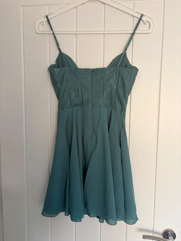 Oh Polly Oh Polly Sage Green Lace Corset Skater Mini Dress BNWT UK 8