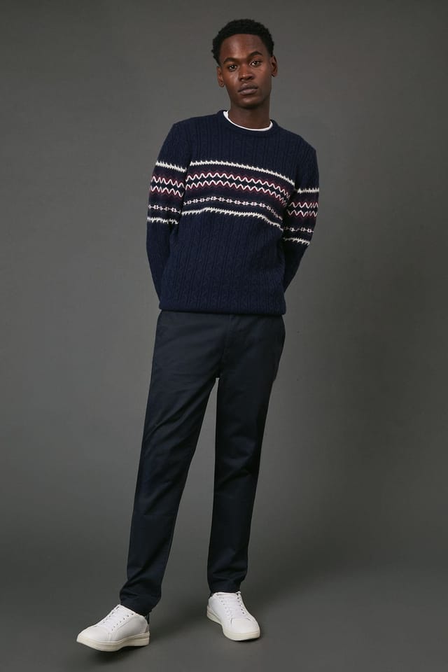 Maine Maine Men's Navy Cable Christmas Jumper - 2