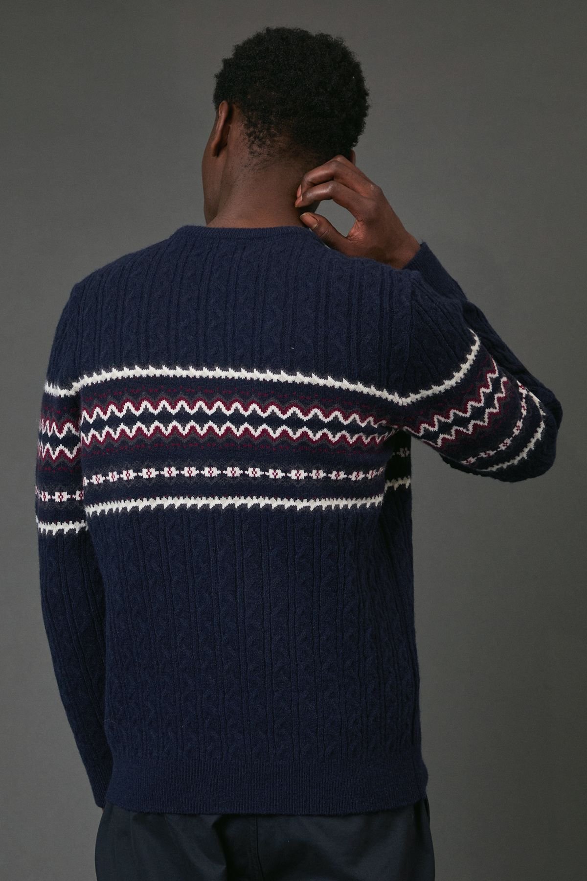 Maine Maine Men's Navy Cable Christmas Jumper - 3